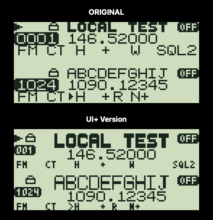Original F4HWN UI versus UI+ version