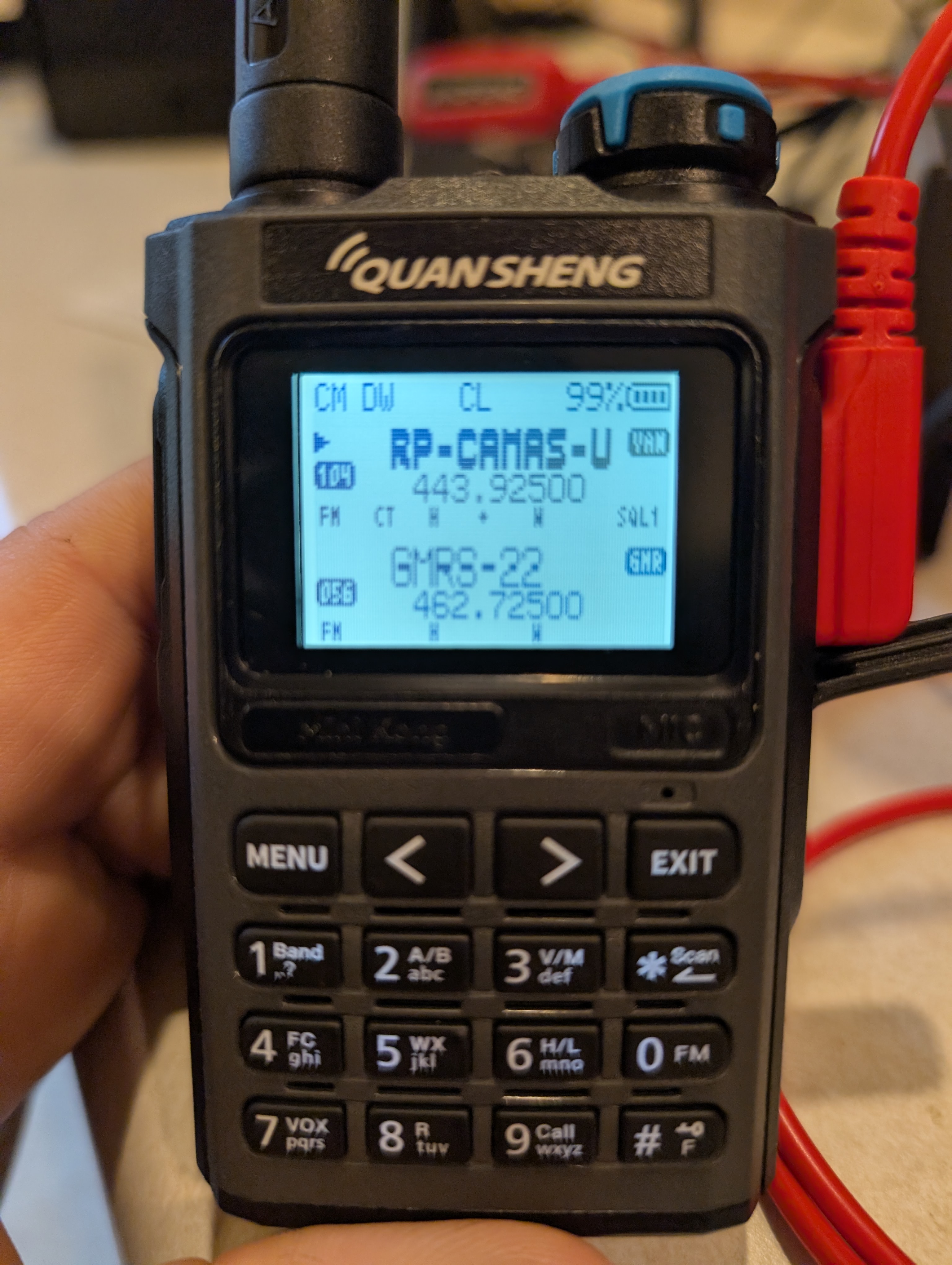 A Quansheng UV-K1 with the RealRadioReviews UV+ layout imporvements to the F4HWN Fusion UI