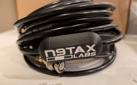 A coiled up N9TAX Slim Jim antenna